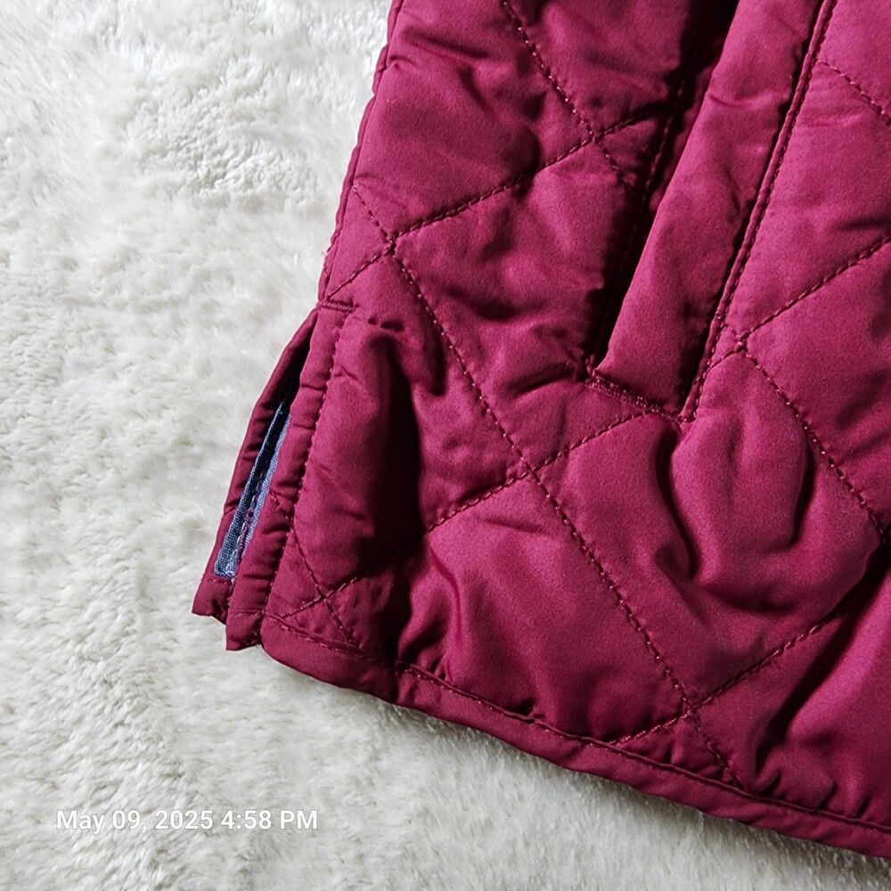 Gap Women's Size Small Quilted Vest Very Berry Snaps Pockets Vents Lightweight - Picture 3 of 10